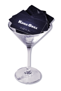 Martini glass full of Kona Grill gift cards